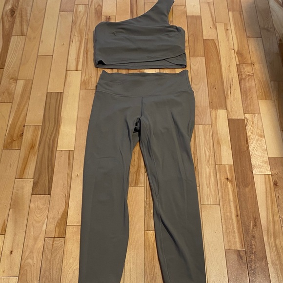 lululemon athletica Pants - Lululemon Athletica Gray/Dark TaupeOne-Shoulder Leggings Set